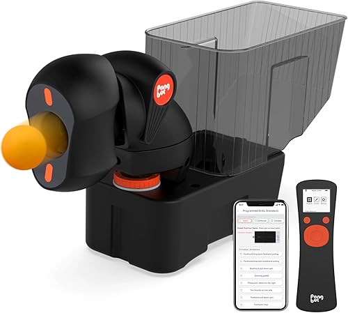 PONGBOT Robot de tenis de mesa, máquina de ping pong portátil, control de aplicación, 264 rutinas integradas, capacidad de 150 bolas, giro