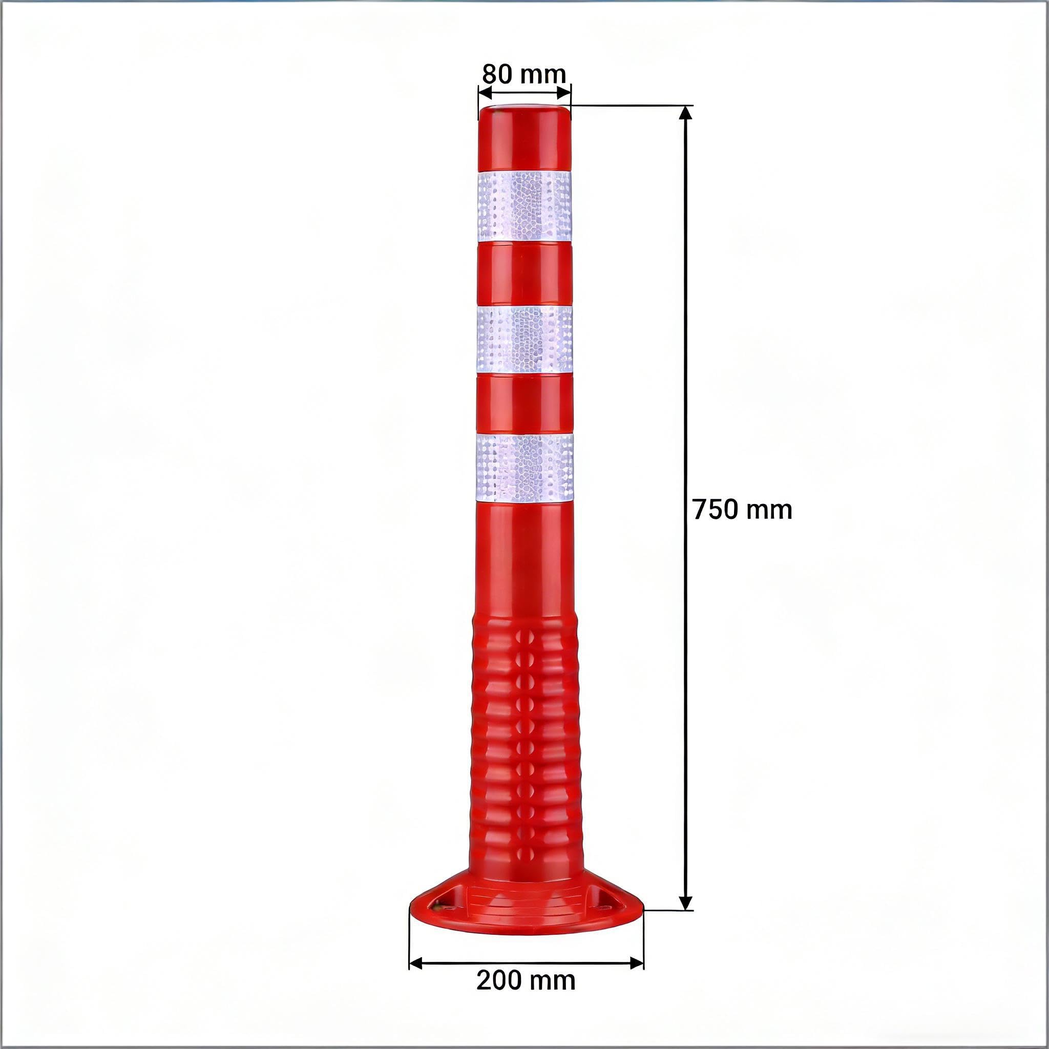 2 Stück Reflex Absperrpfosten, Poller 75 cm hoch, Reflektierend, selbstaufrichtend, Verstärkte Kunststoffpfosten 75 cm für die Verkehrssicherheit, aus Flexiblen Polyurethan
