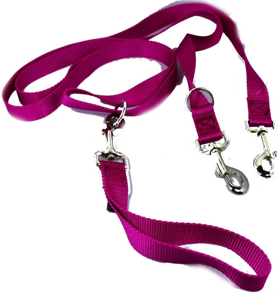 2 Hounds Freedom Multipurpose 1 Inch Euro Pet Leash 4 to 8 Foot or Double Dogs with Detachable Handle Black