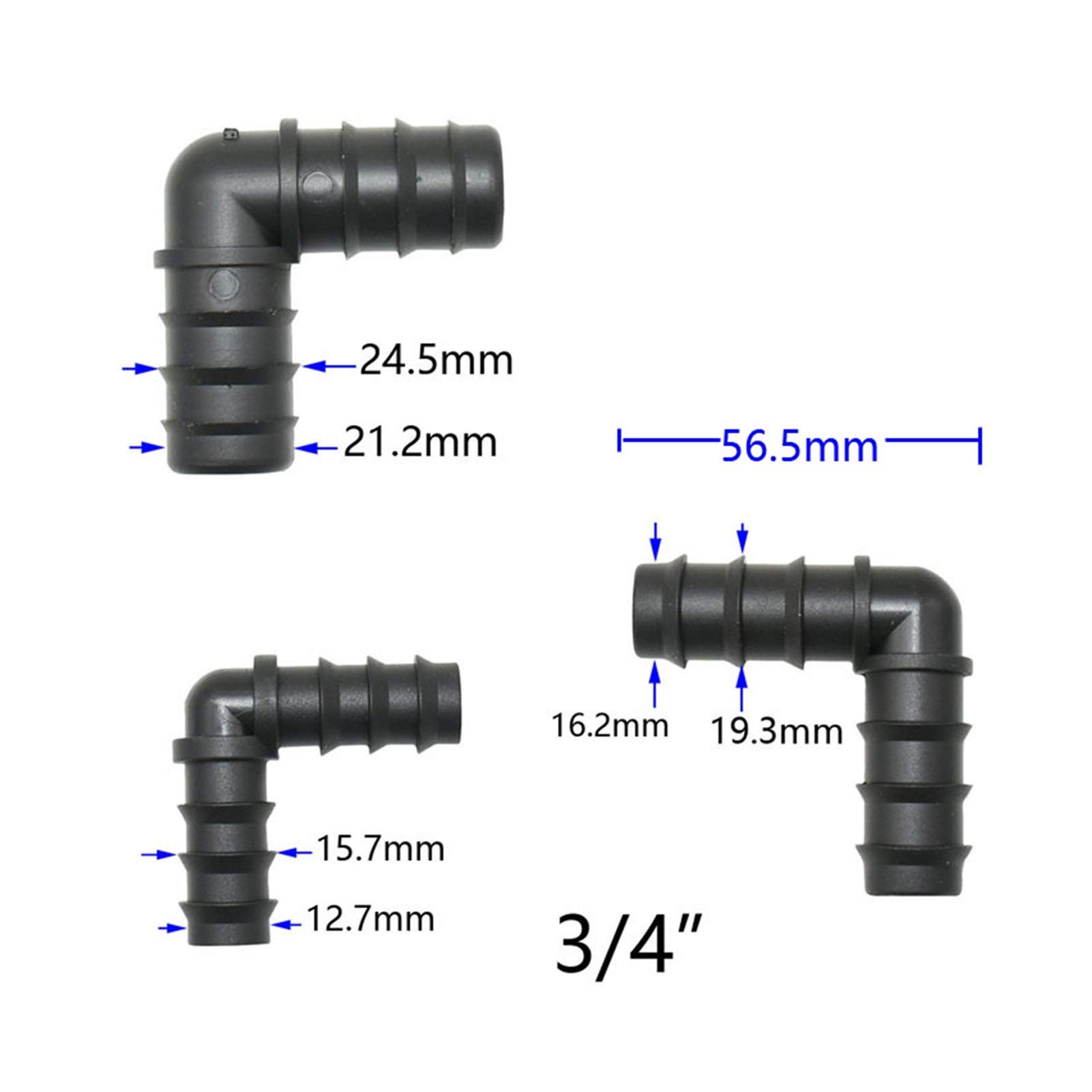 Złącze do węża ogrodowego 40 sztuk 16/20/25 mm wąż ogrodowy, trójdrożna końcówka kątowa głowica bezpośrednia 16/20/25 mm, PE, naprawa kolektora węża 90-stopniowego (kolor: Żółty)
