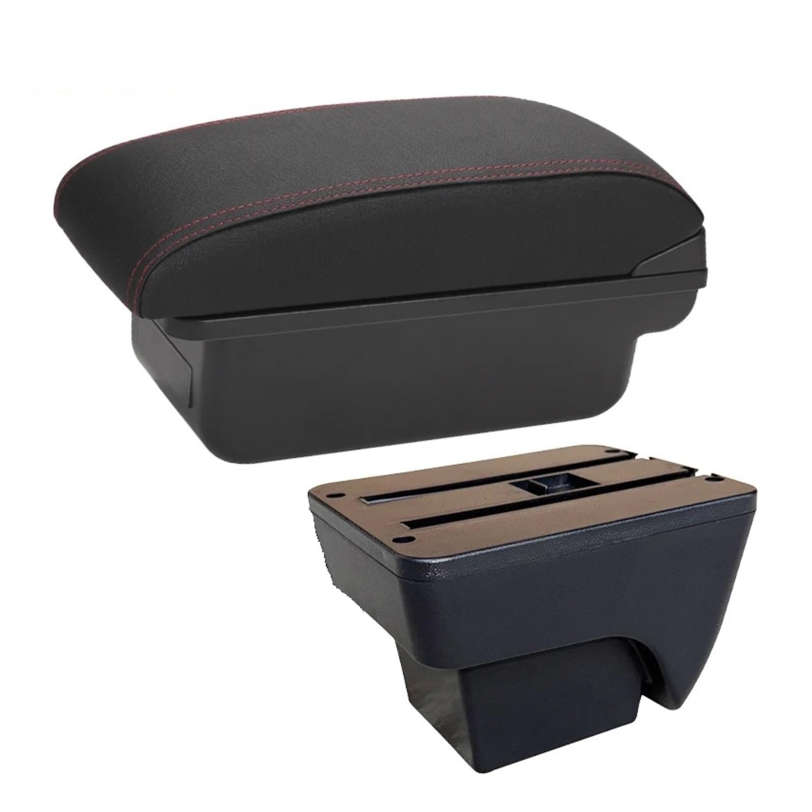 UMDJJU For Seat For Ibiza For SEAT For ARONA For IBIZA 6L 6J 2017-2025 Armrest Box Car Auto Storage Retrofit Interior Accessories Car Centre Console Armrest Box(C1 Black red NO USB)