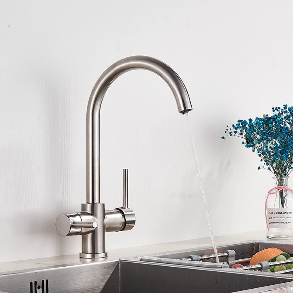 Robinet de cuisine avec fonction purification d'eau rotative nickel