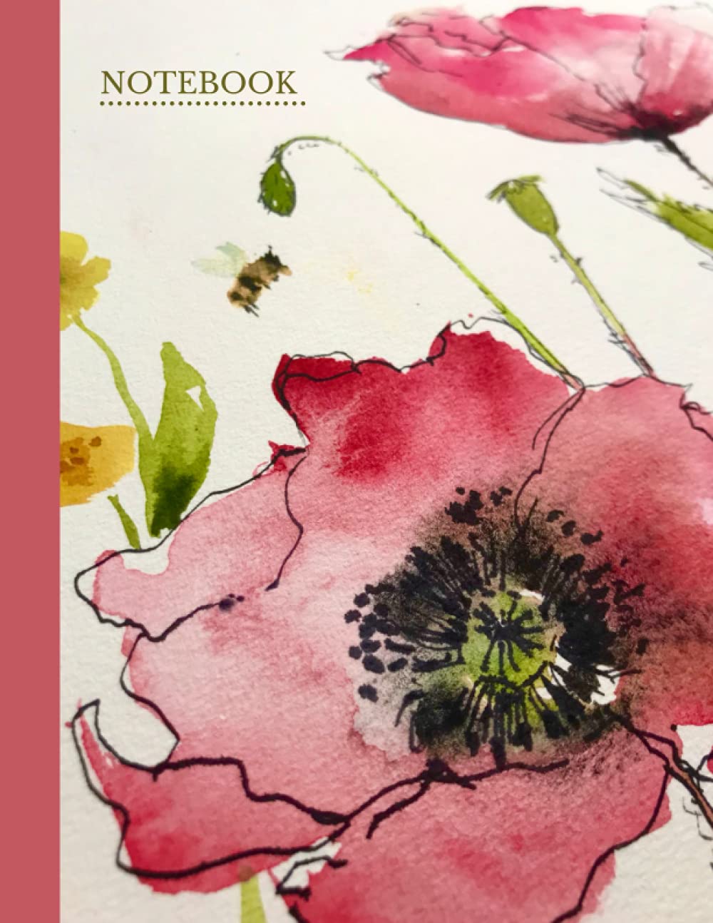 Notebook: Poppy Print Composition Notebook - College Ruled 120 Pages - Large 8.5 x 11: The minimal and well-designed composition notebook perfect for writing notes and jotting down thoughts.