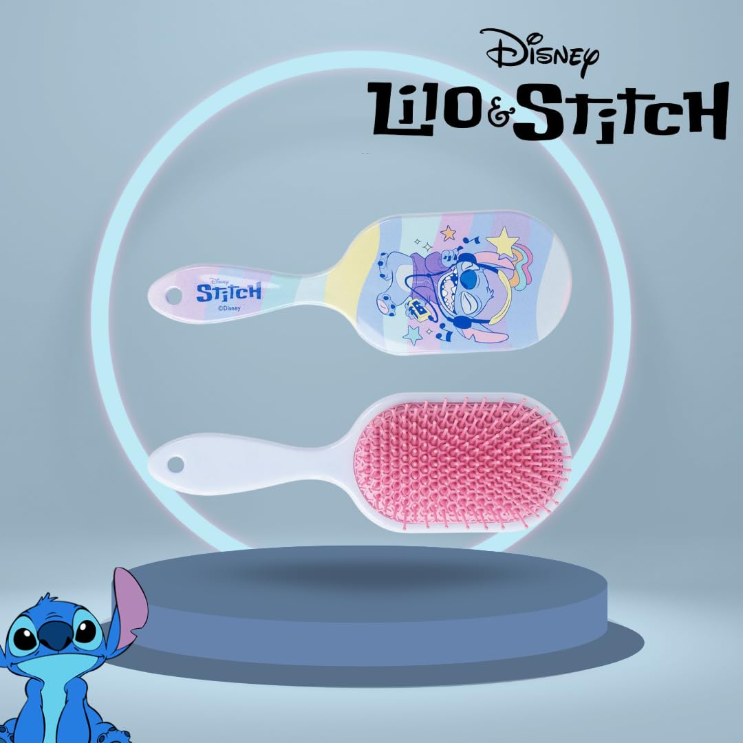 Disney Kids Character Girls Compact Hair Brush Stitch Frozen Hairbrush With Gift Box (Musical Stitch) - Image 3