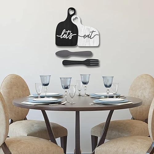 Miniatura 3 de Let's Eat Kitchen - Decoración artística para pared, estilo rústico de granja para cocina, comedor o decoración del hogar