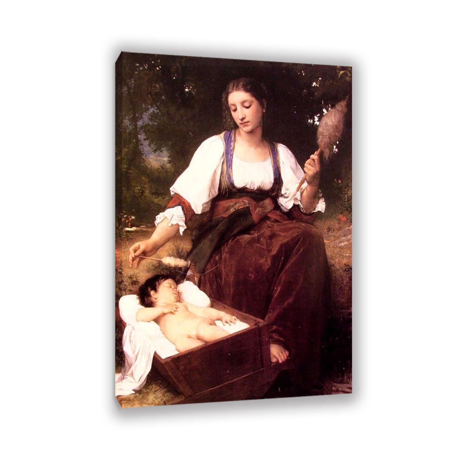 RXNHGJDS William-Adolphe Bouguereau Wall Art Lullaby Poster Famous Classic Portrait Artwork Wall Decor for Living Room Bedroom Bathroom Home Decor60x40cm Inner frame