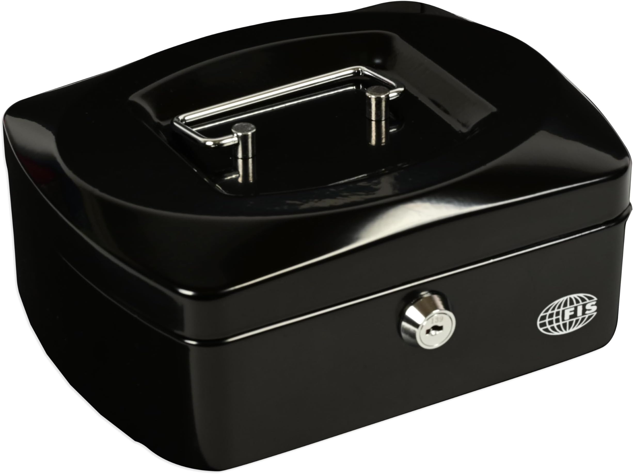 Cash Box Steel Black Color With key lock, 205 x 160 x 90 mm, 8 Inch Lock Size - FSCPTS0130BK