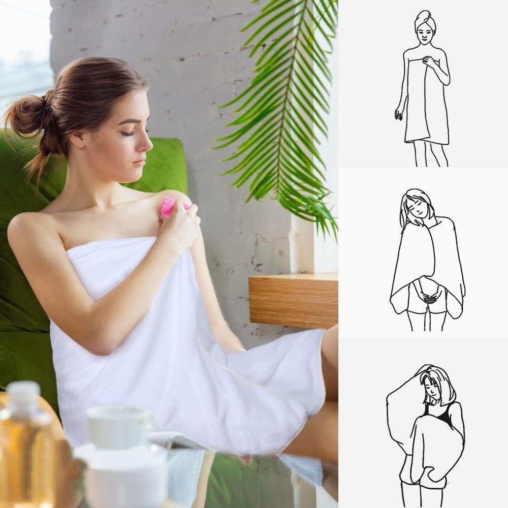 KinHwa Microfiber Bath Towel 30x60inch 2 Pack Extra Large Bathroom Towels,Ultra Absorbent Shower Towel Set,Quick Dry Soft Bath Sheets for Spa, Swimming, Pool- White