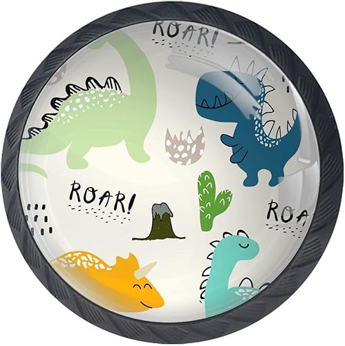Tw-ciom 4 pomos negros para cajones, diseño de dinosaurio azul y verde, brillante, pomos de cristal de cristal, pomos redondos de armario, vestidor, disponible en Yaxa Venezuela
