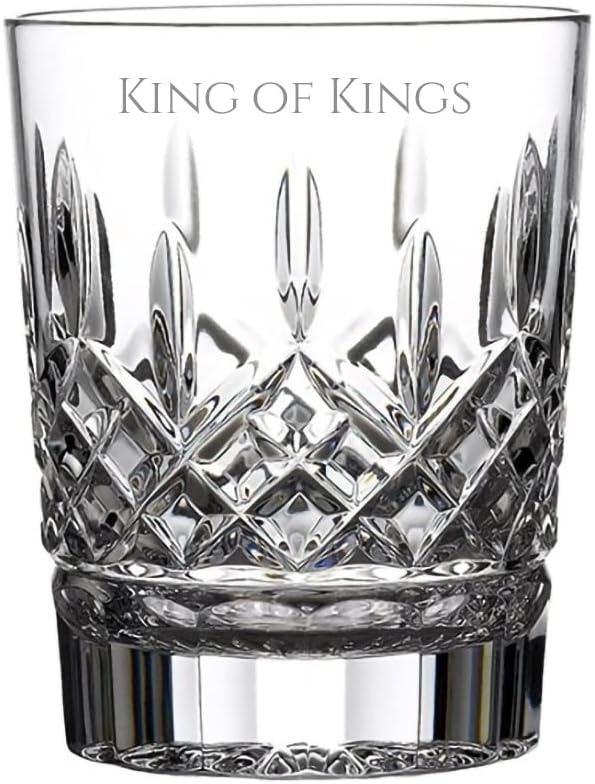 Waterford Personalized Lismore 12oz Double Old Fashioned Whiskey Glass Single, Custom Engraved Crystal Rocks Glass for Bourbon, Scotch, Liquor, Home Bar Accessories