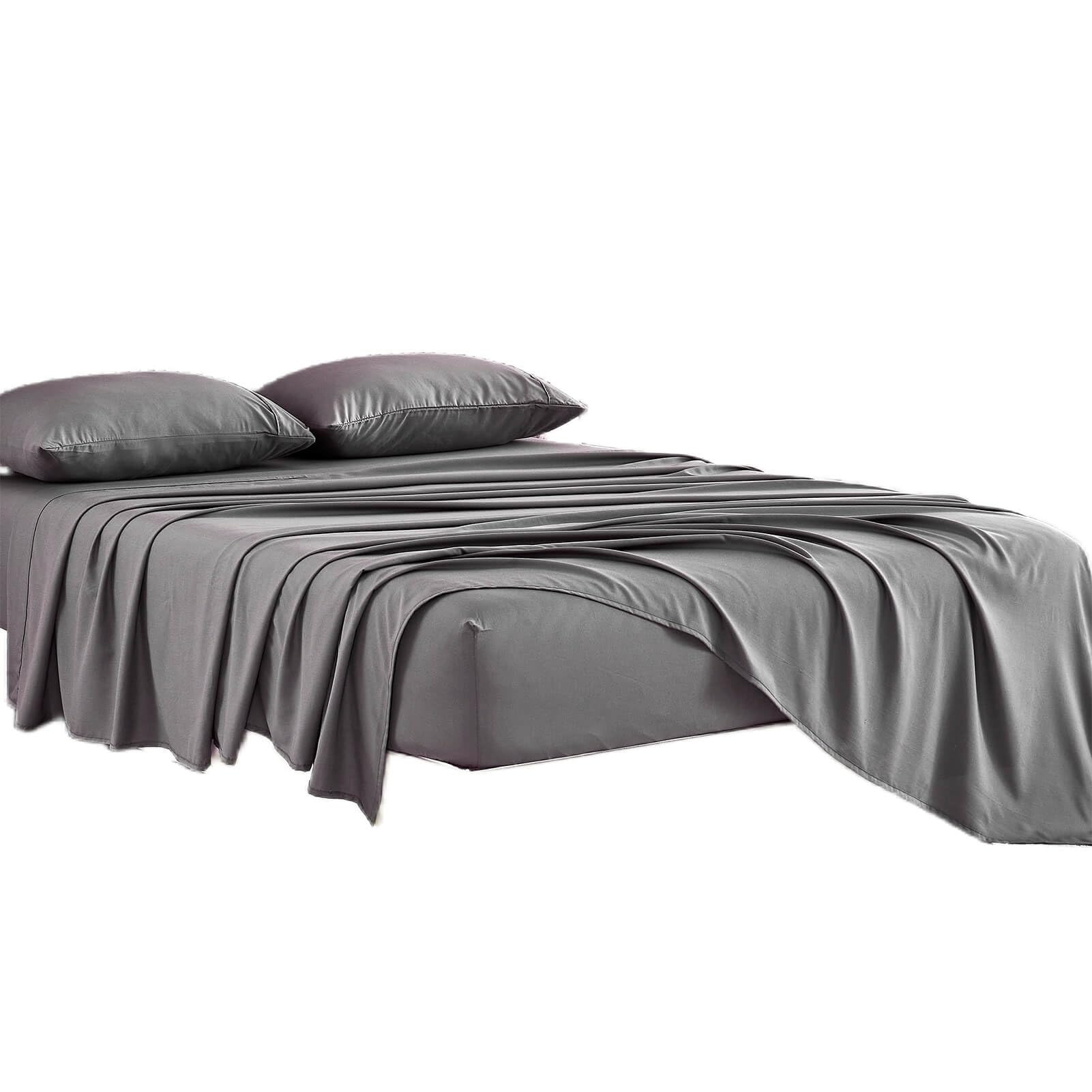 Kingnex Bamboo Viscose Oversized King Flat Sheet 132x110 for Extra Wide Tall King or Cal King Bed Top Sheet Only Grey