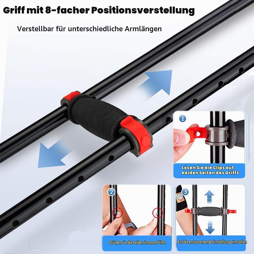 NEWFUN Achselkrücken, Krücken, Unterarmgehstützen, Höhenverstellbar, Unterarmstützen, 150 KG Belastbar, Aluminiumgehstützen Mit Weichen Unterarm- und Handauflagen, Grau, 1 Paar