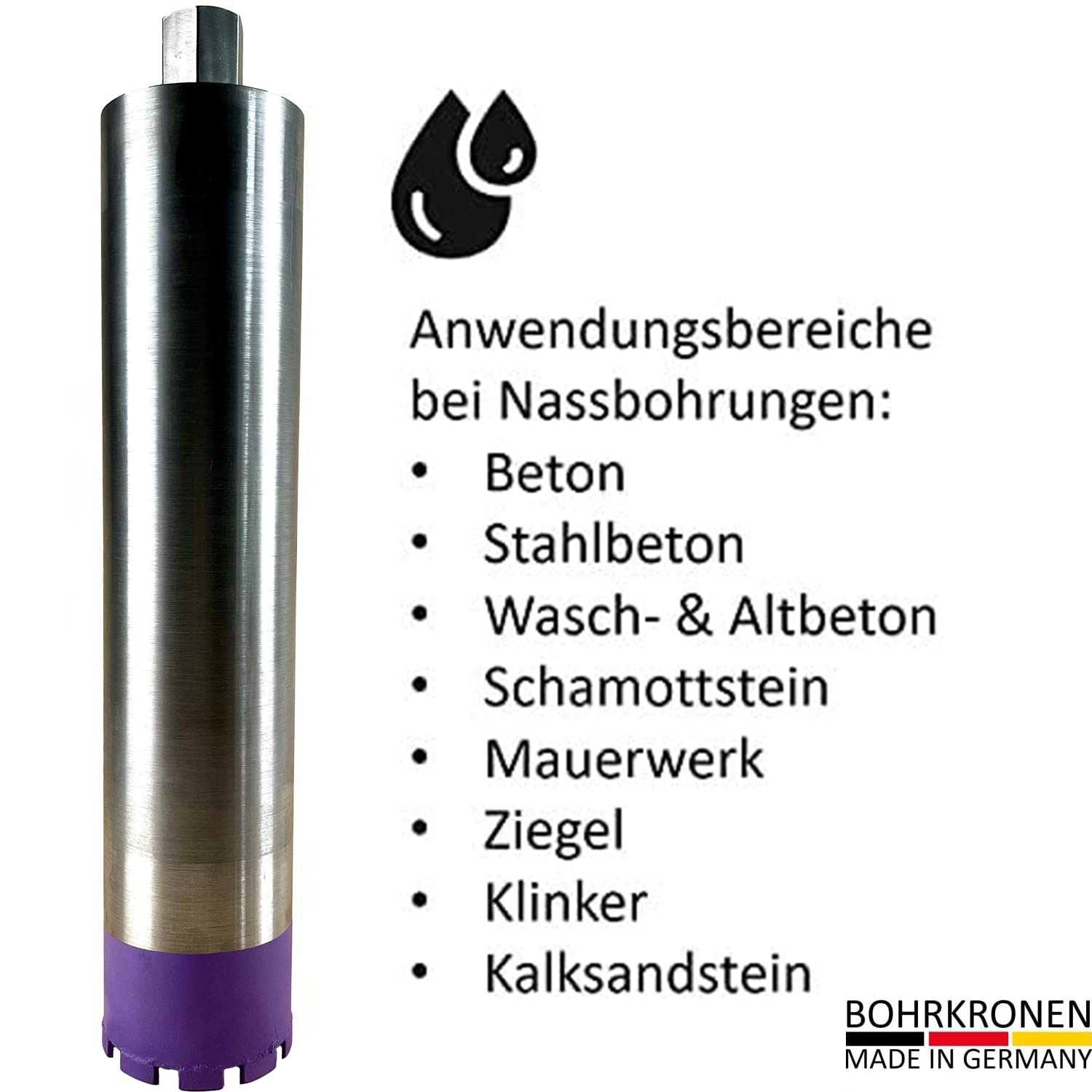 Diamantbohrkrone 1 1/4 Zoll Aufnahme, Nutzlänge 400mm, Dosenbohrer für Beton | Ø 62mm & SDS Max Adapter