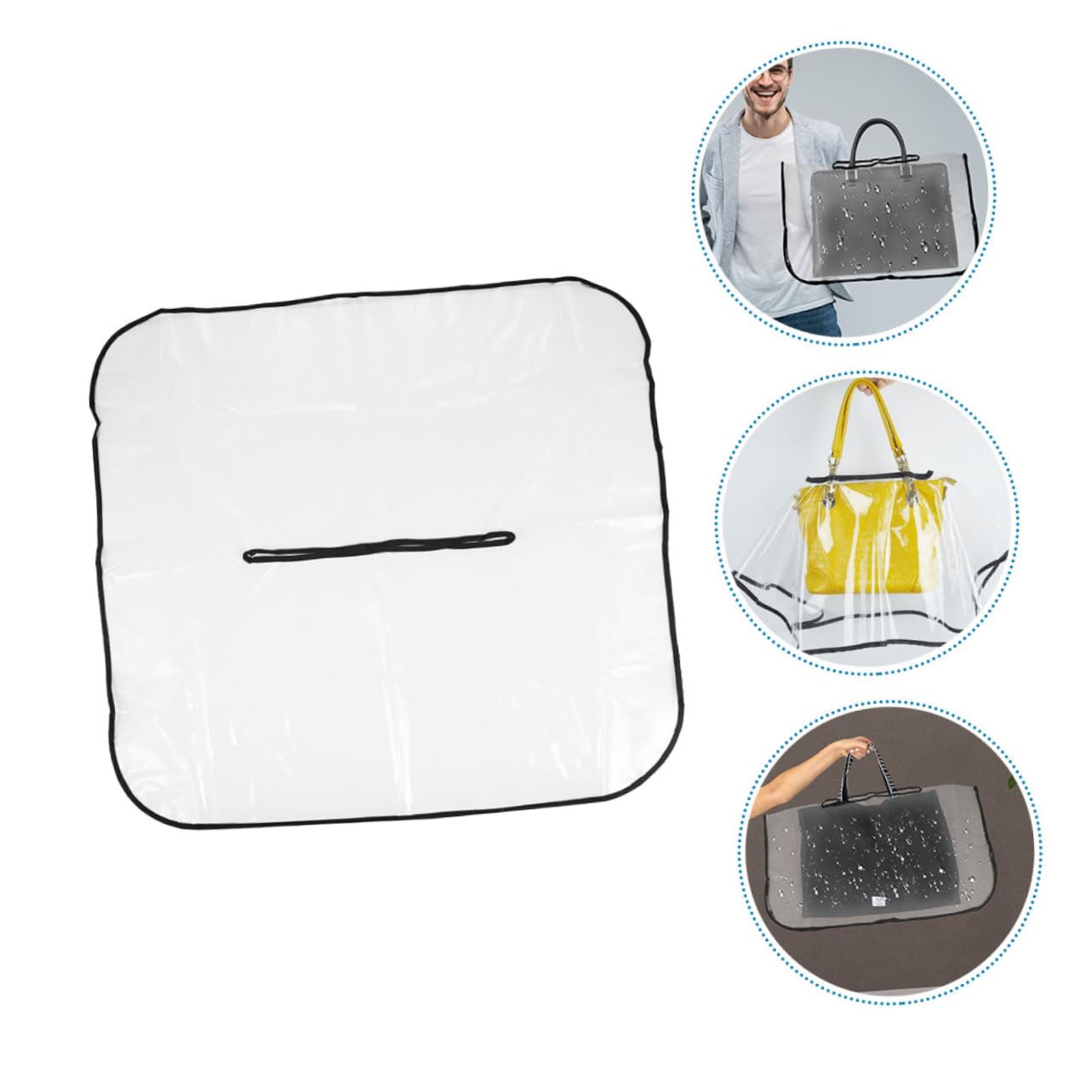 2 Fundas de Lluvia para Bolso de Mano Transparentes, Diseño de Borde, Impermeables, para Camping y Viajes