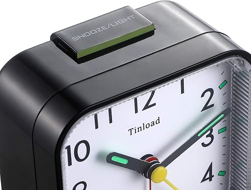 Miniatura 4 de Reloj despertador analógico de viaje con batería pequeño, silencioso, sin tictac, suave despertador, sonidos de pitido ascendente, repetición