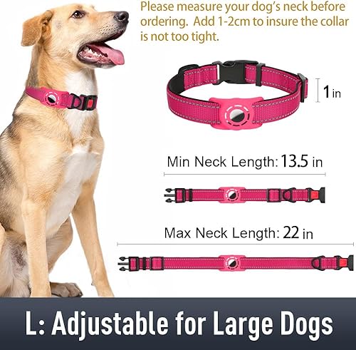 Miniatura 7 de Erbine Airtag - Collar de perro para perros medianos, collares reflectantes con soporte AirTag, hebilla de bloqueo de seguridad acolchada suave y