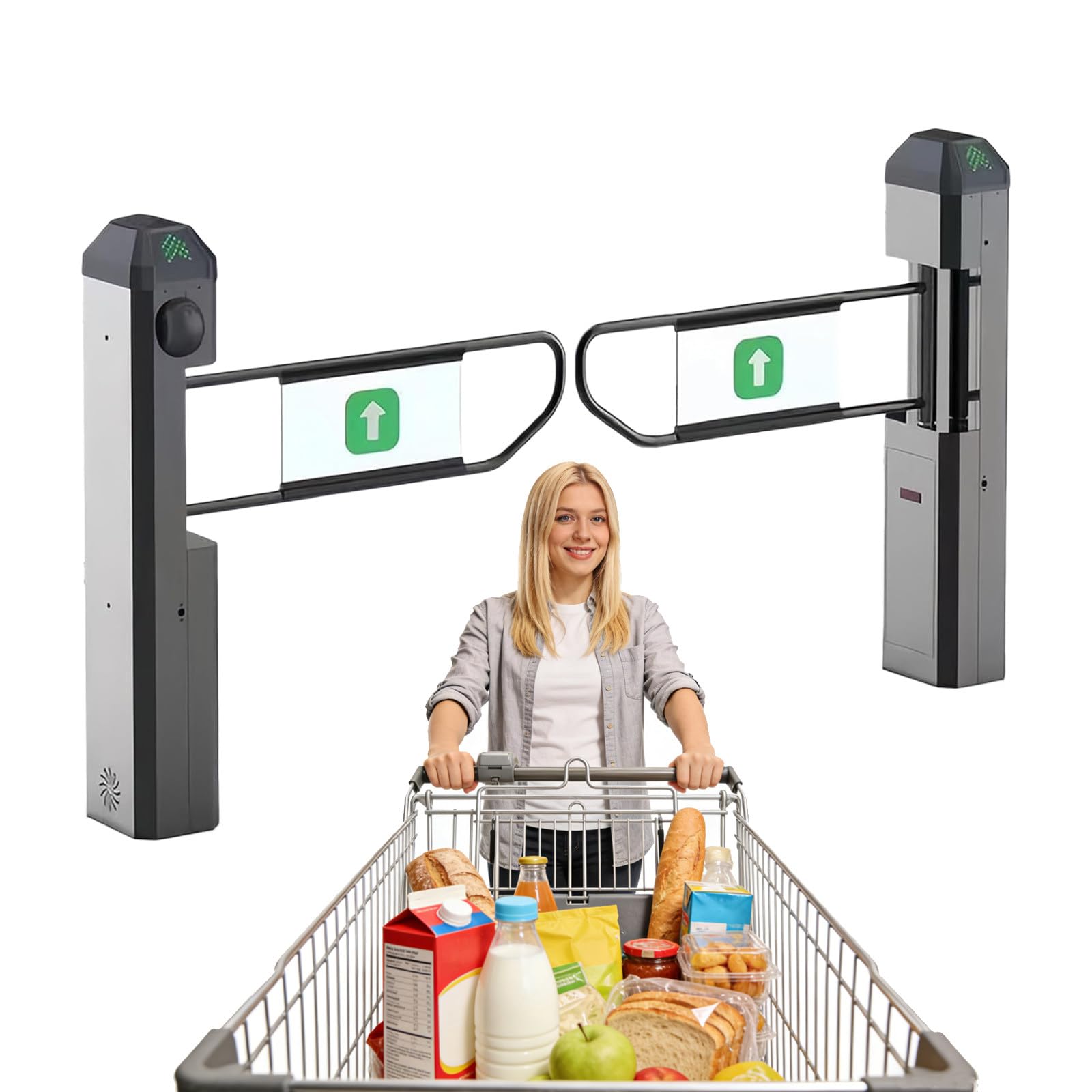 Puerta Batiente con Sensor De Radar - Entrada Automática Manos Libres con Aviso De Voz, para Tiendas De Alto Tráfico Y Lugares Públicos, Velocidad Ajustable del Brazo Batiente
