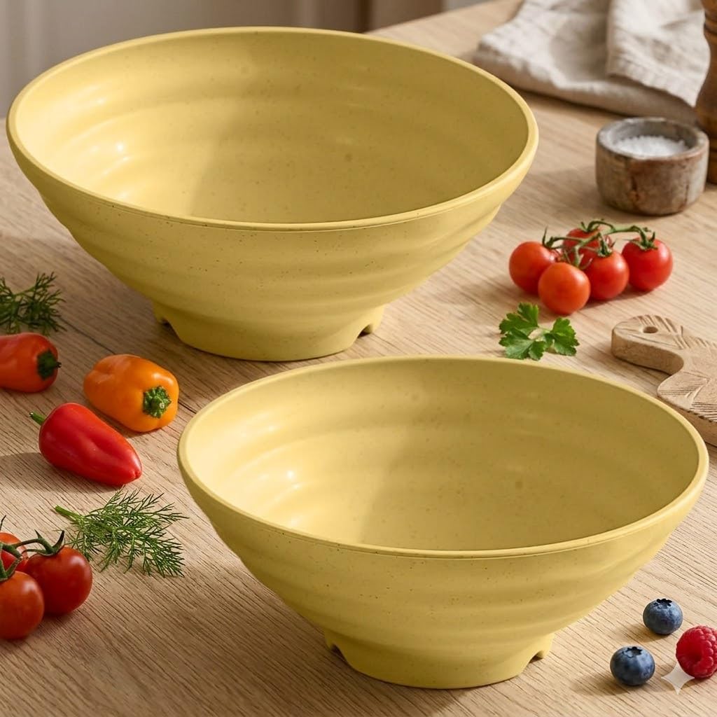 Wheat Straw Salad Bowls Set (900ml) – Large Microwave Safe, Unbreakable & Stackable Bowls for Salad, Soup, Ramen – BPA-Free, Eco-Friendly, Lightweight Serving Bowls for Kitchen (6, Green) — Amazon image 8