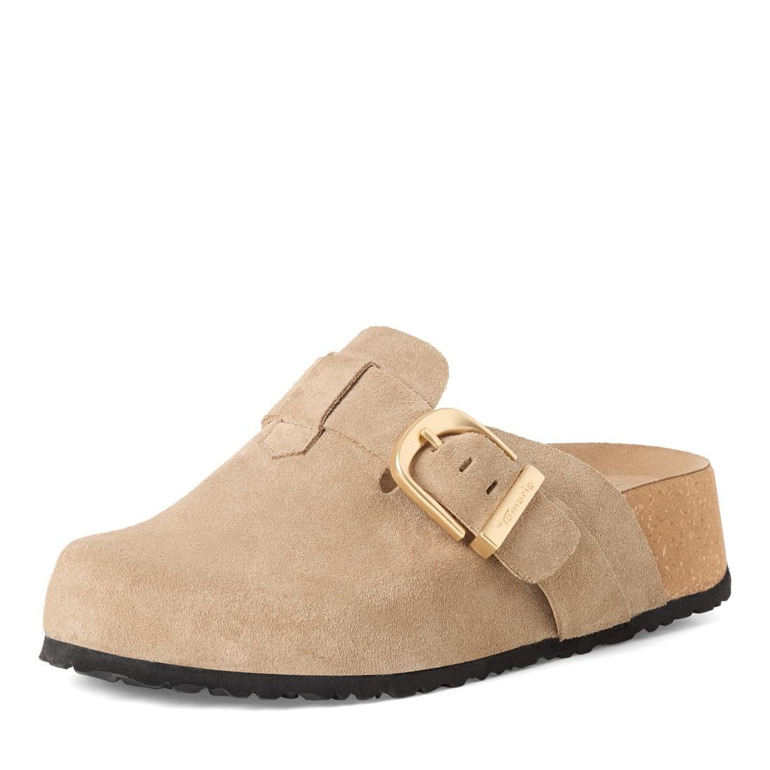 Tamaris Women’s footbed mule with wedge heel leather beige 6.5 UK