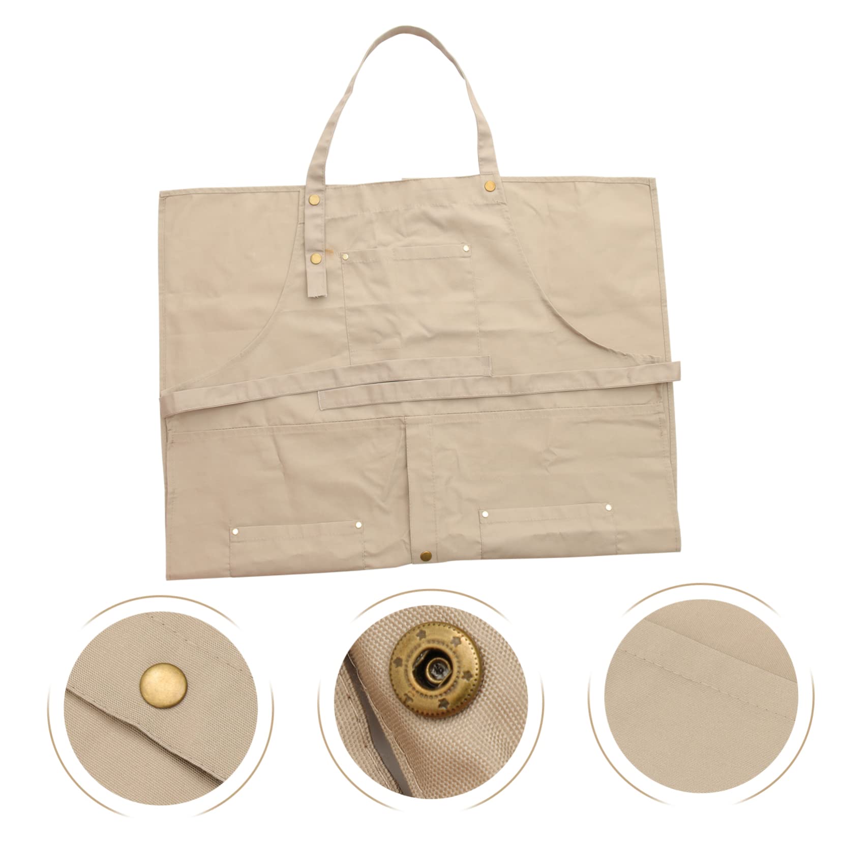 Tablier de Poterie en Toile Kaki avec Poches, Anti-huile