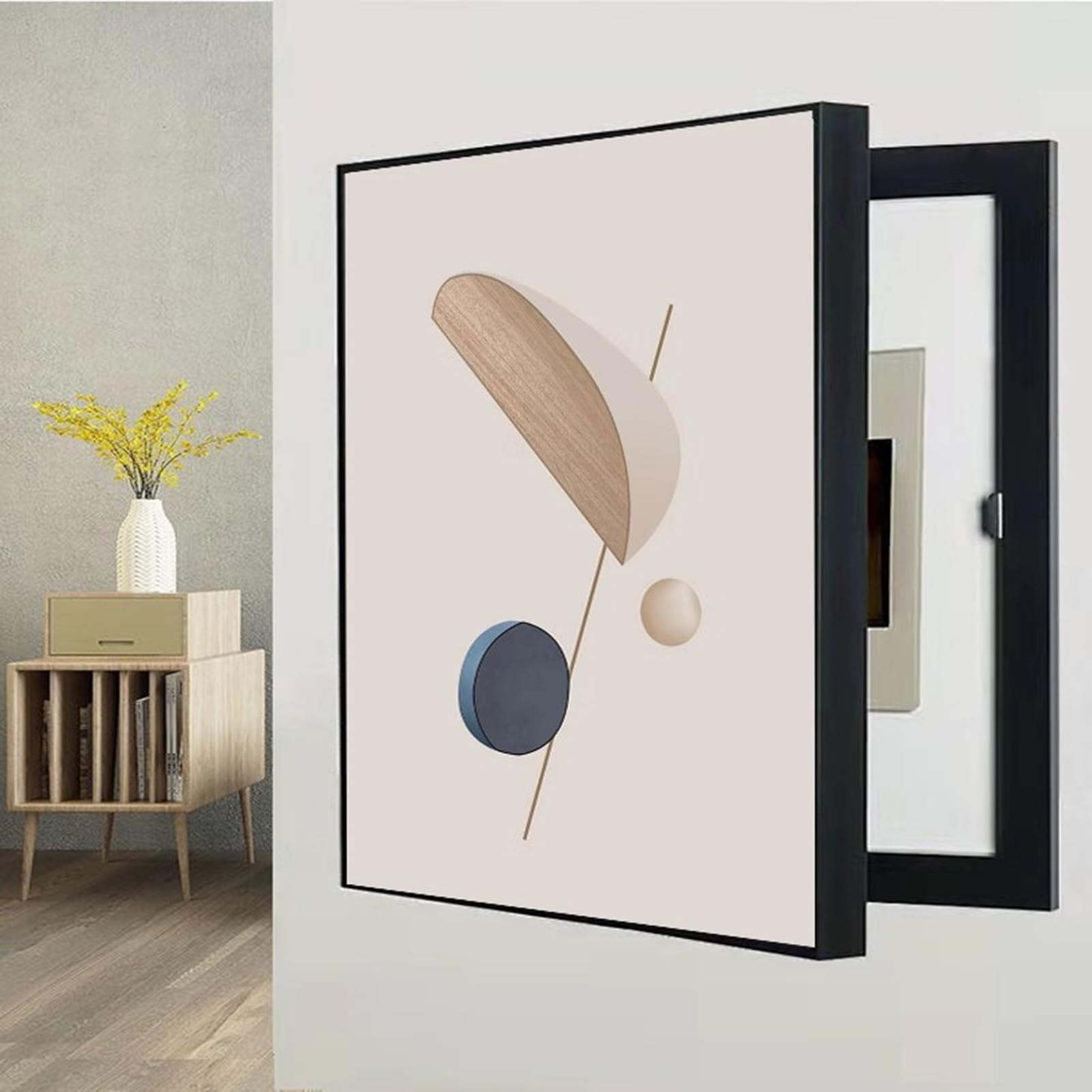 AWSAD Cubierta para Caja De Fusibles, Panel De Disyuntores Montaje En Pared Contadores De Caja Cubierta Decoración Pinturas, Ocultar Contador(B,50X60CM(19.6x23.6in))