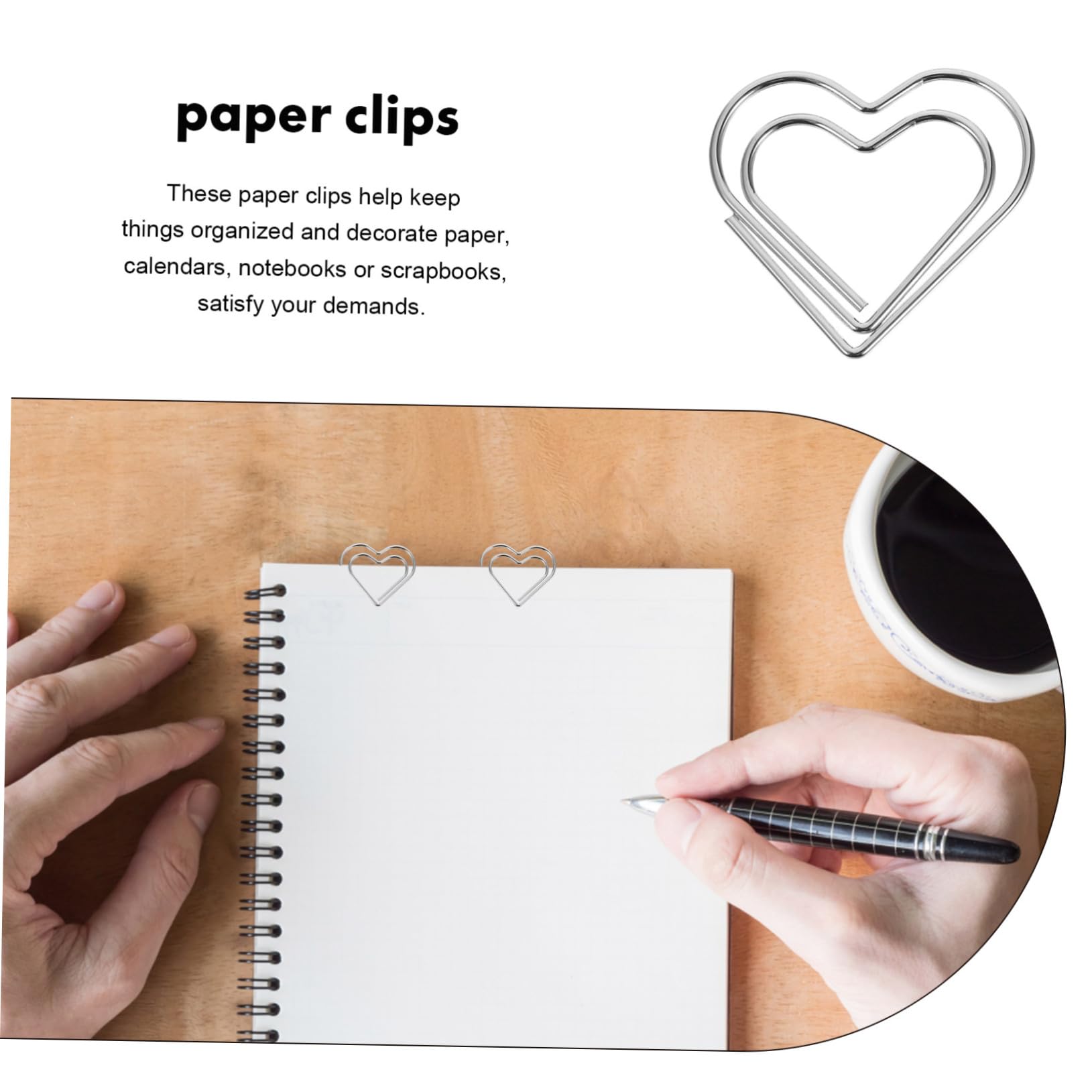 OSALADI 5 Set Graffetta Piccole Clip Di Carta A Forma Di Clip Da Ufficio Di Dimensioni Cuore Cuori Fermagli Di Carta Graffette Decorative Mini Graffette Argento Metallo 100 Pezzi * 5