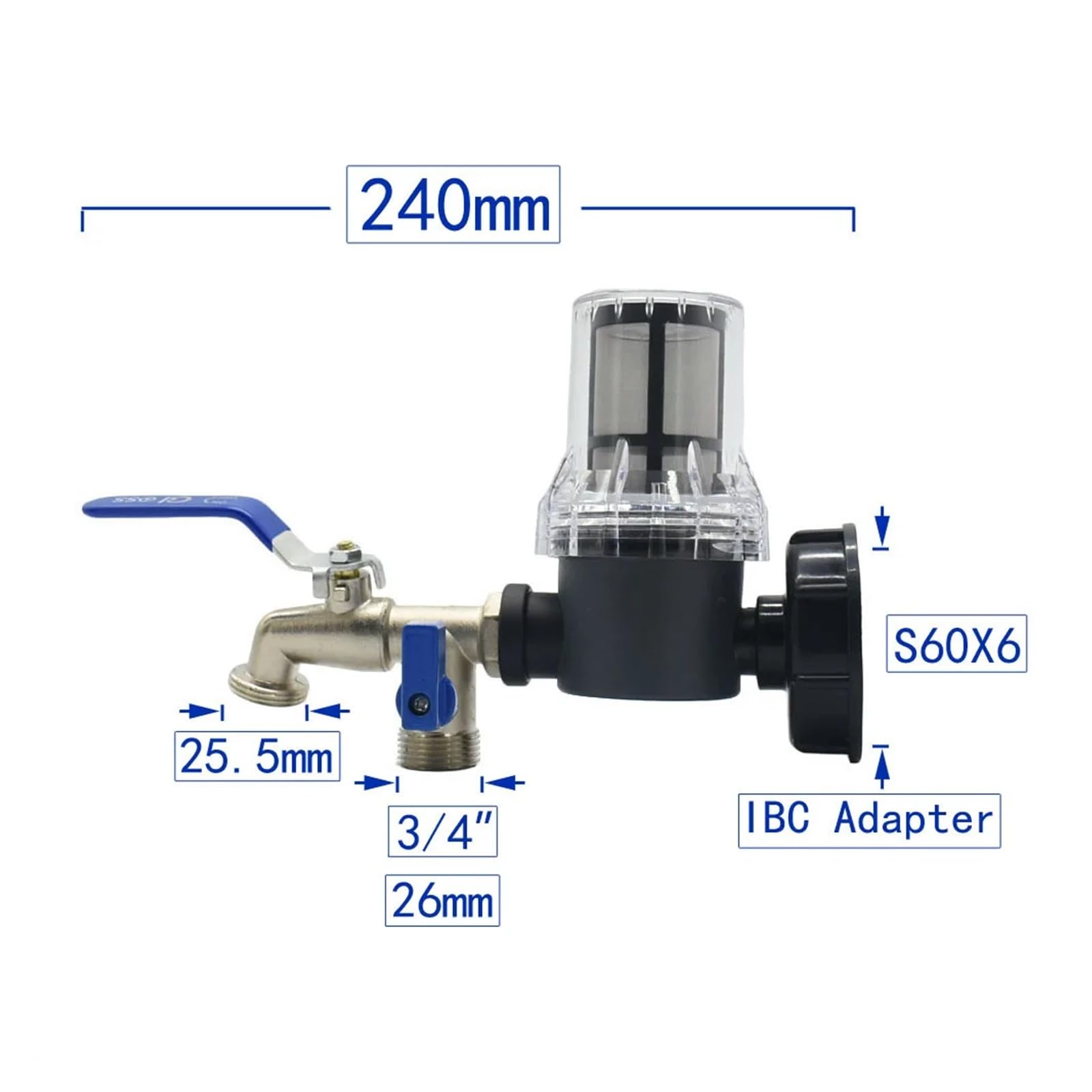 Złącze zbiornika na wodę IBC 1/5.1 cm gwint 2-drożny wąż ogrodowy kran adapter z zaworem kulowym Trwałe akcesoria do nawadniania dla wydajnych rozwiązań nawadniających