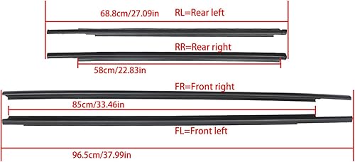 Miniatura 5 de labwork 4 piezas burlete de ventana de repuesto para Toyota Yaris Sedan 2007-2016 68160-52150 68210-52150 68230-52130 68180-52130