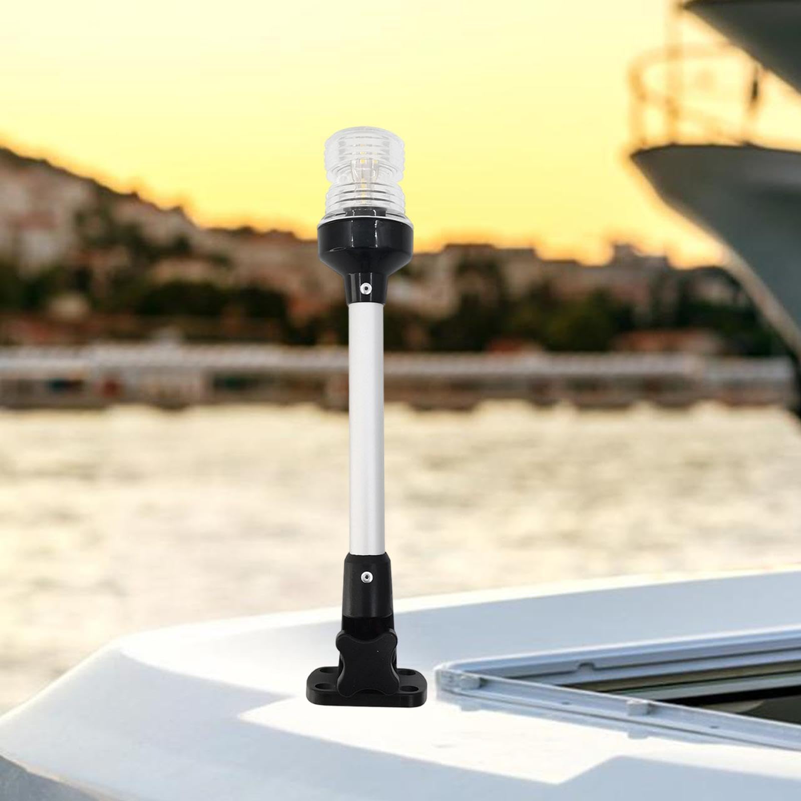 Luce di Poppa LED per Barca da Navigazione Marina 360 Gradi Lampada da Ancoraggio Ripiegabile Compatibile 12-24V Struttura Resistente Alluminio PP ADA, 12 inch