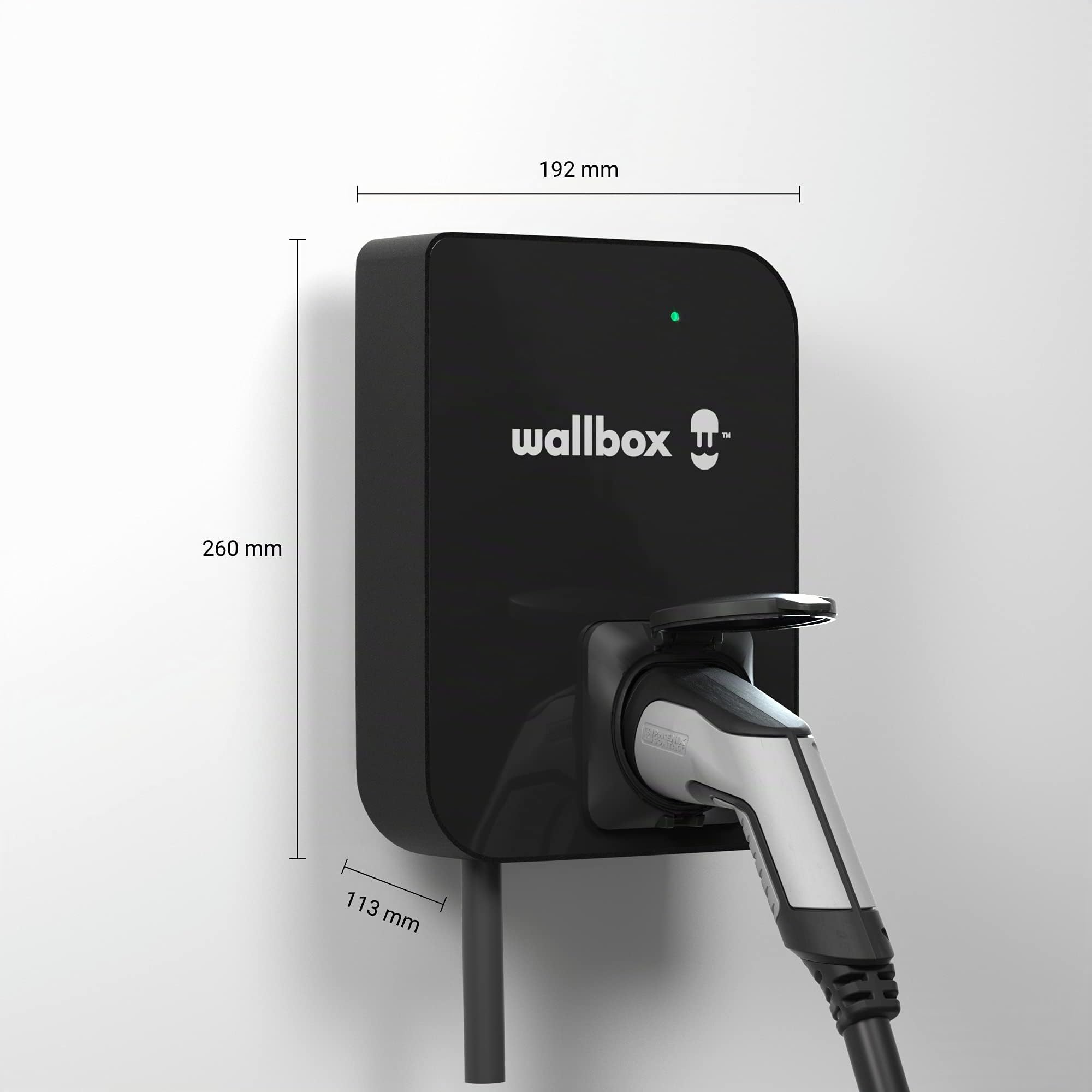 Wallbox Cargador Copper SB para EV. Potencia de hasta 22 kW. Lector de Tarjetas RFID Integrado y Cable de Carga Tipo 2. Conexión WiFi y Bluetooth, y Compatible con OCPP.