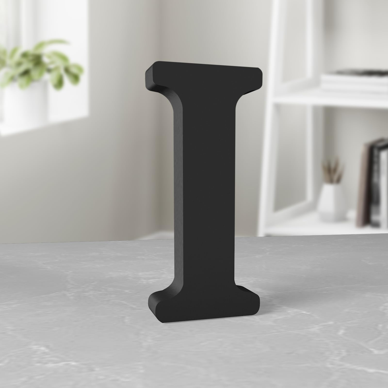 Aruatu 8 Inch Black Wood Letters Unfinished Wood Letter for Wall Decor Decorative Standing Letter Large Letters for wall Decoration for Craft Home Party Projects (I)