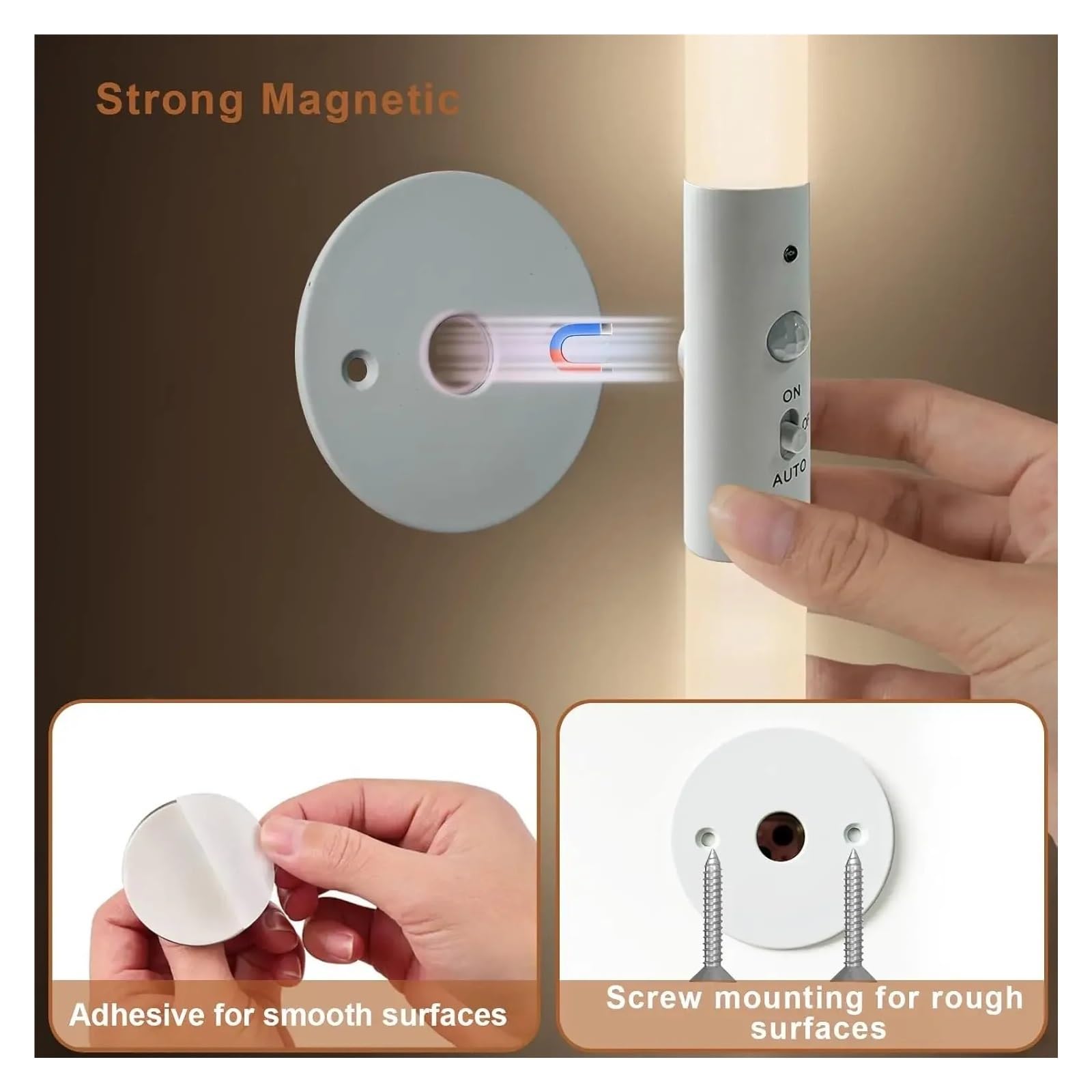 Lámpara De Pared LED Inalámbrica Recargable Con Sensor Movimiento Y Luz Nocturna Rotación 360°, Magnética, For Habitación, Cocina, Escaleras Armarios Fácil de instalar