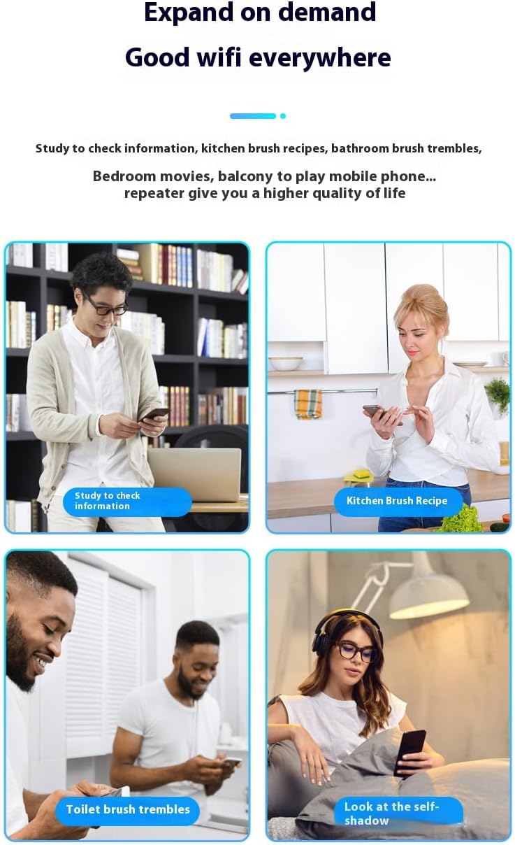 Wireless WiFi Signal Booster Amplifier, 1200Mbps Four-Antenna Repeater, Suitable for Home and Office WiFi Through-Wall Wireless Internet Network Extender with Ethernet Port