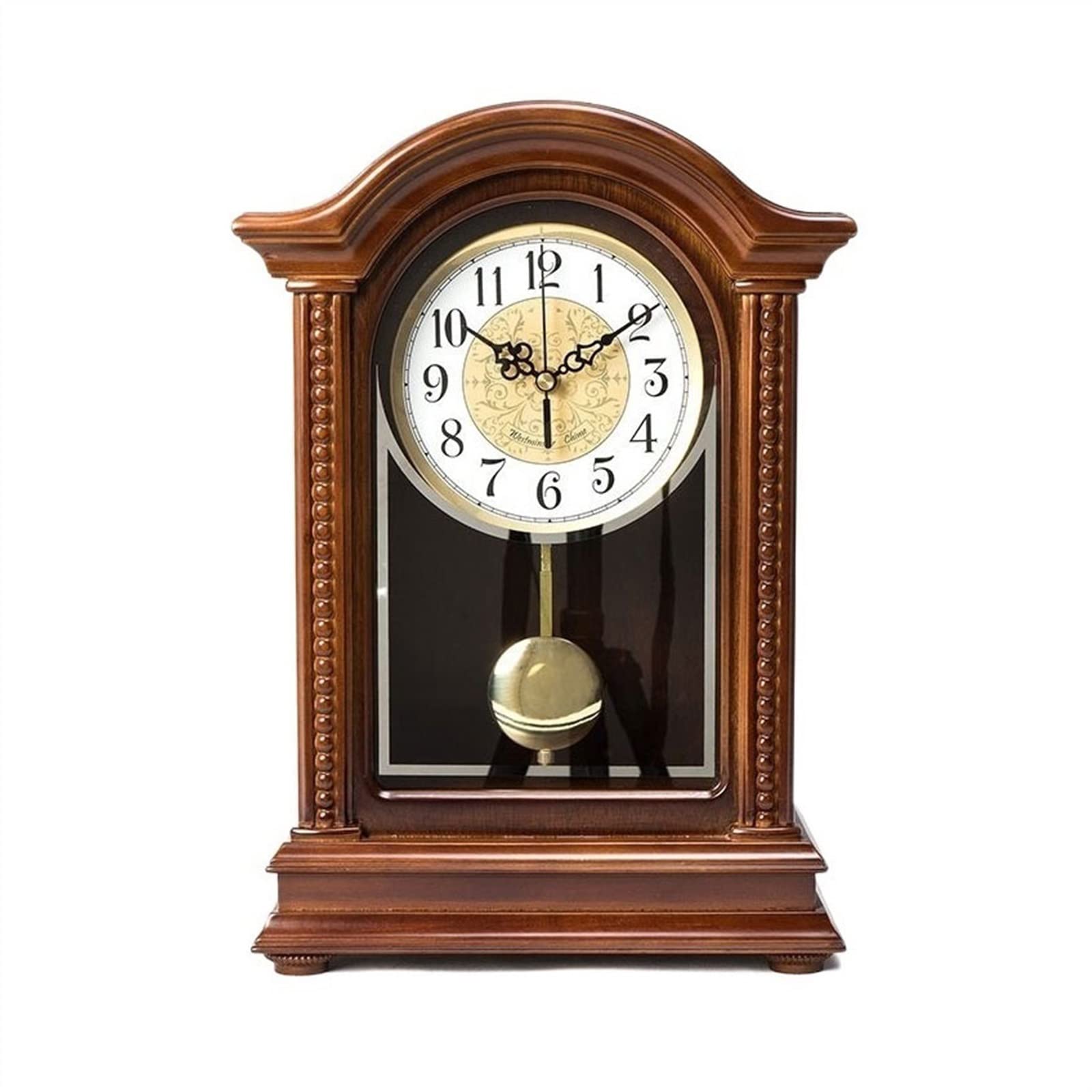 QINGGANG-0224 Mantel Clock Creative Large Vintage Clock Hour Reporting European Wooden Desk Fireplace Decorative