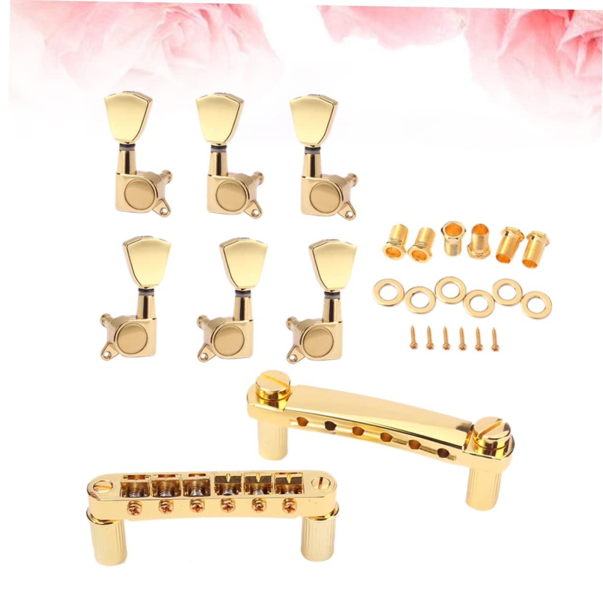 Goldene Gitarren Mechaniken 1g24, 3 Links 3 Rechts, Vintage | Metallausführung, Satz mit 6 Stimmwirbeln, Passend für E-gitarre und Ukulele