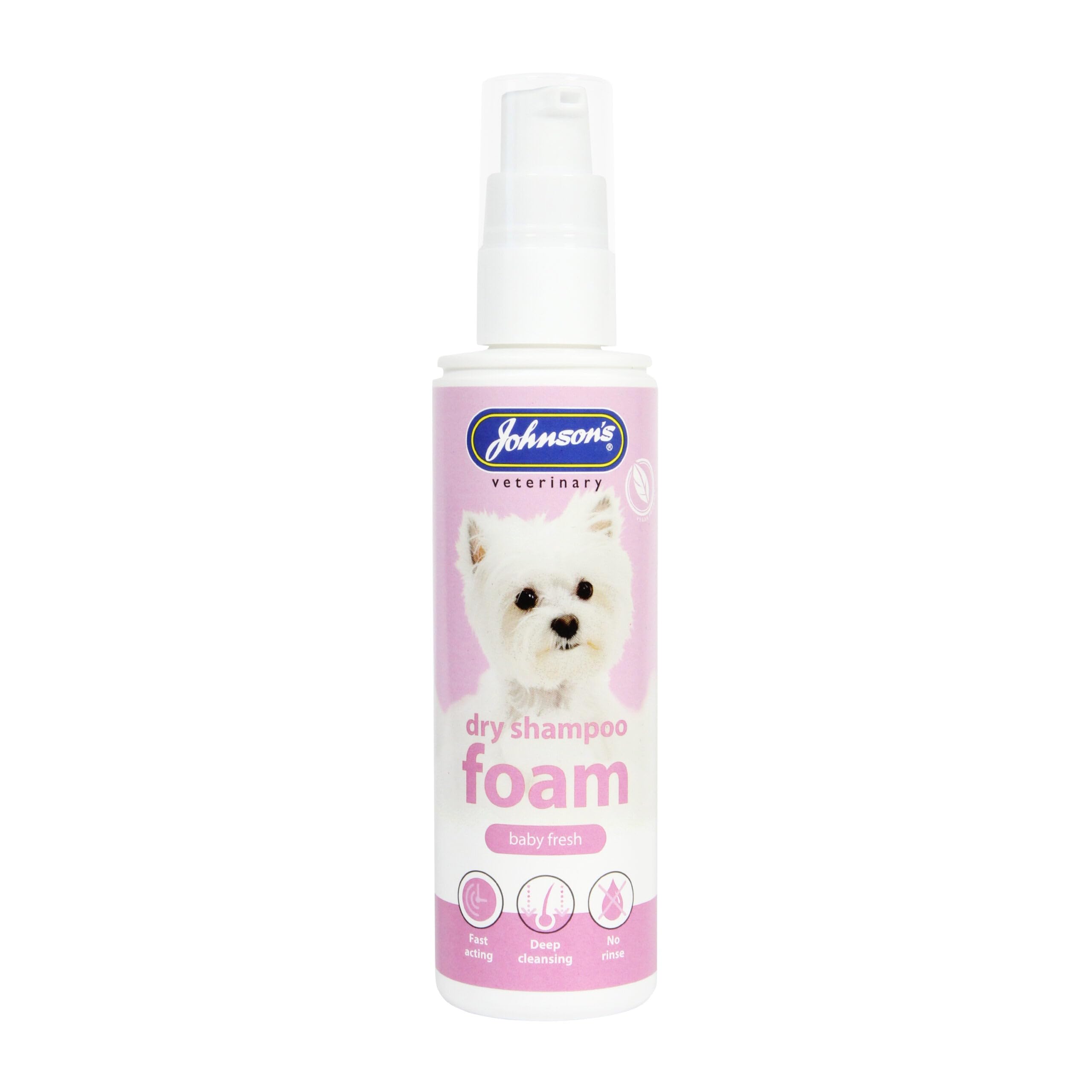 Johnson's Dry Foam Shampoo for Dogs - Baby Fresh Scent, Waterless Cleaning - 150ml