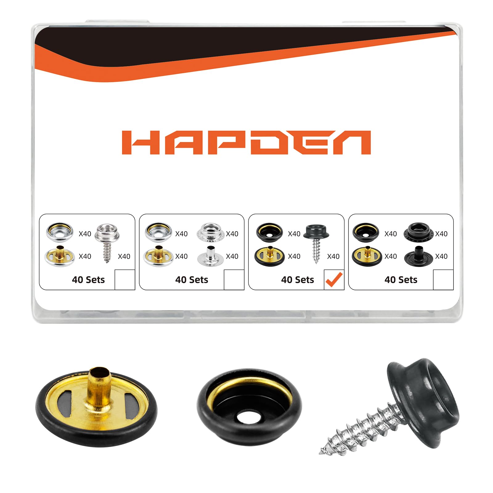 120 Pcs Snap Buttons,Snap Fasteners Kit 15mm Stainless Steel Snaps Marine Grade Boat Canvas Snaps,3/8" Socket Metal Snaps for Clothing Leather Boat Cover Fabric (Screw-Black)