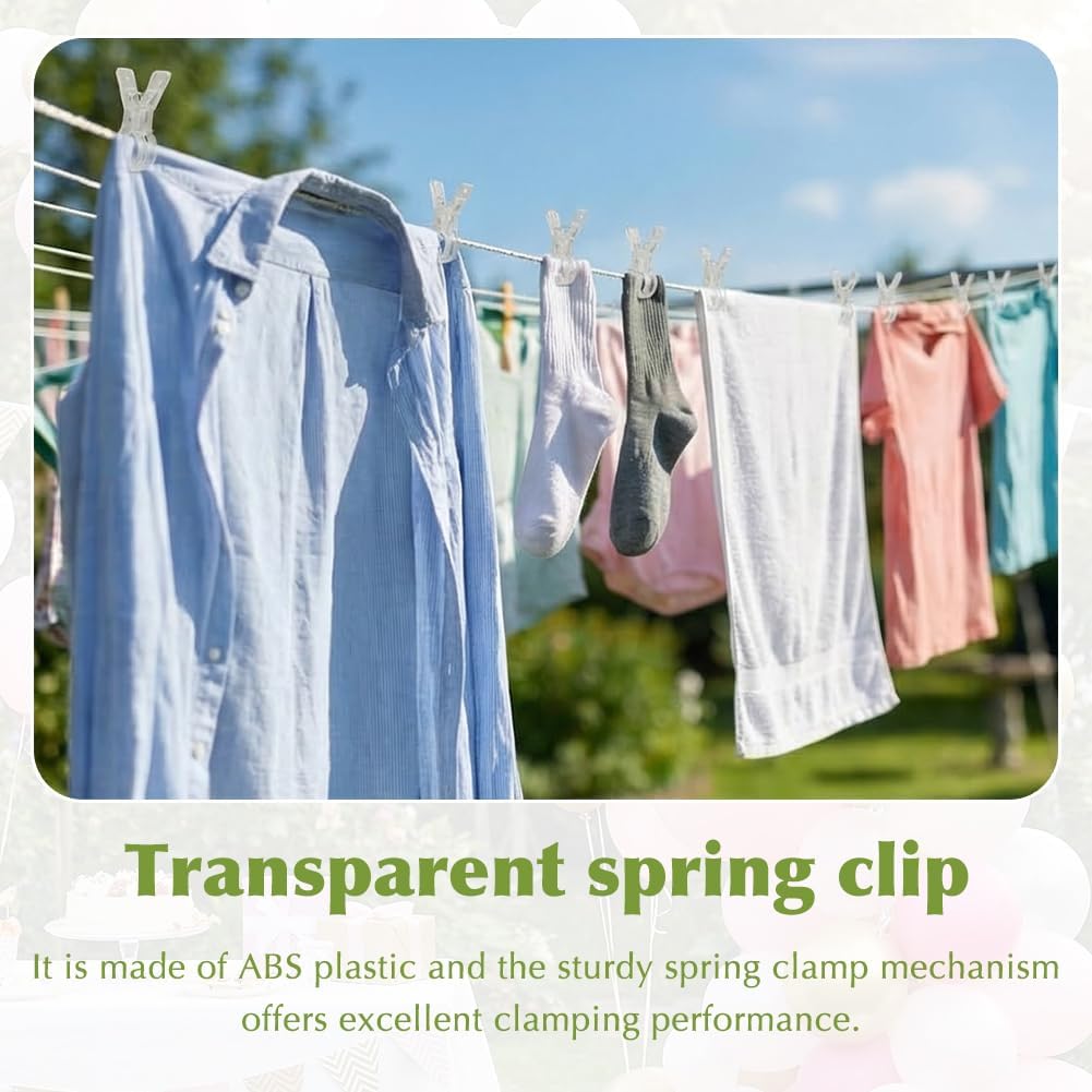 20 Pack Large Windproof Spring Clamps, 3.5 Inch Clear Plastic Clips for Balloon Arch Backdrop Craft Decoration Projects, Crafts Woodworking Photography Studios, Invisible Design