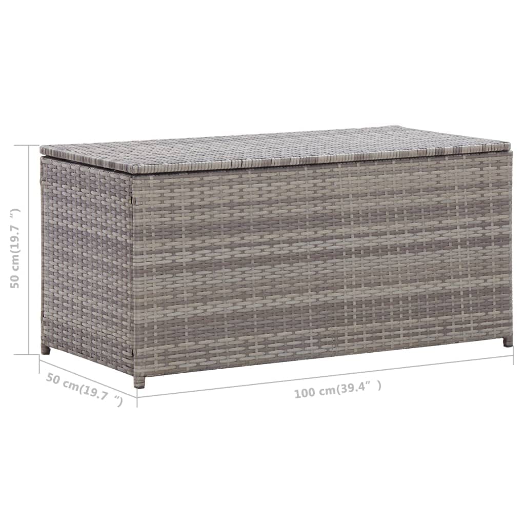 Tomostar Coffre de Jardin Extérieur, Coffre Malle de Rangement Boîte de rangement de jardin résine tressée 100x50x50 cm gris