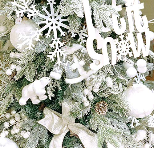 Winter Berry Picks/ White Holiday Berries Pick/ Decorative Christmas Artificial Berry Stems For Wreaths, Garland, Crafts Diy Ornaments / Xmas Decor Craft/ Set 8 Glitter Sprays Artificial Snow #TOP6