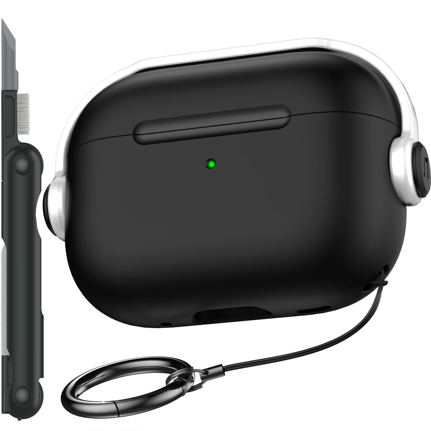 R-fun Airpods Pro Case (2nd/1st Gen,2023/2022/2019) with Secure Lock & Cleaning Kit, Music Headset Earphone Protective Case Cover Compatible with Airpods Pro 2 (USB-C/Lightning Cable), Black/White