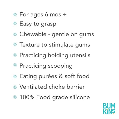 Miniatura 5 de Bumkins Juego de utensilios para bebé, cucharas de silicona para sumergir, autoalimentación, destete LED para bebés, aprendizaje de entrenador,