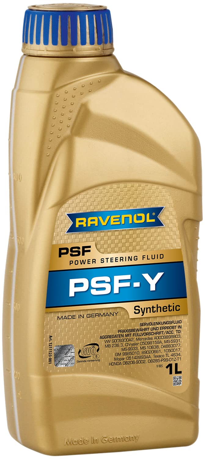 RAVENOL J1B1045 Power Steering Fluid - PSF-Y Full Synthetic Hydraulic Fluid (1 Liter)