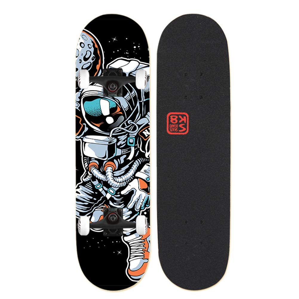Skateboards para principiantes, 31 x 8 pulgadas Tableros de patinaje estándar completo Doble patada 7 capa cubierta de arce Concave Skateboard para niñas niños niños adolescentes jóvenes adultos,F