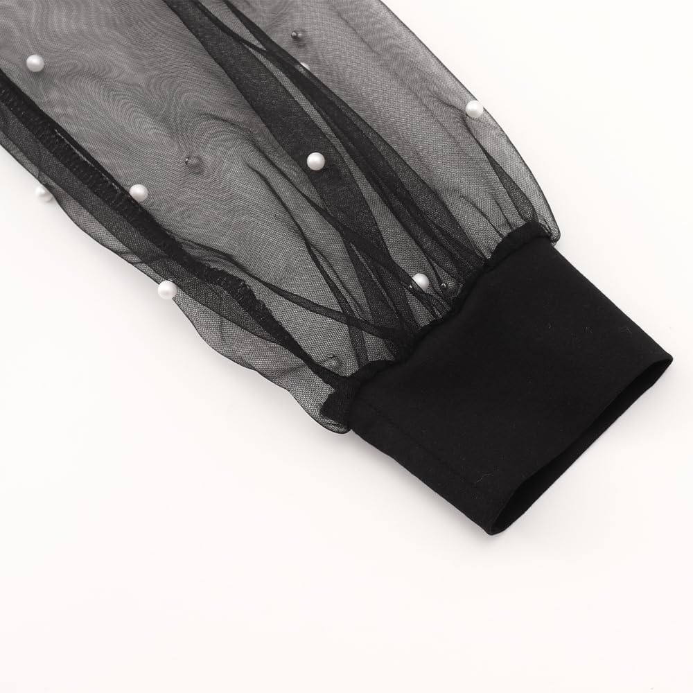 Noomelfish Girls Mesh Long Sleeve T-Shirts Kids Cute Sheer Dressy Tops Blouse(5-12 Years) - Image 2