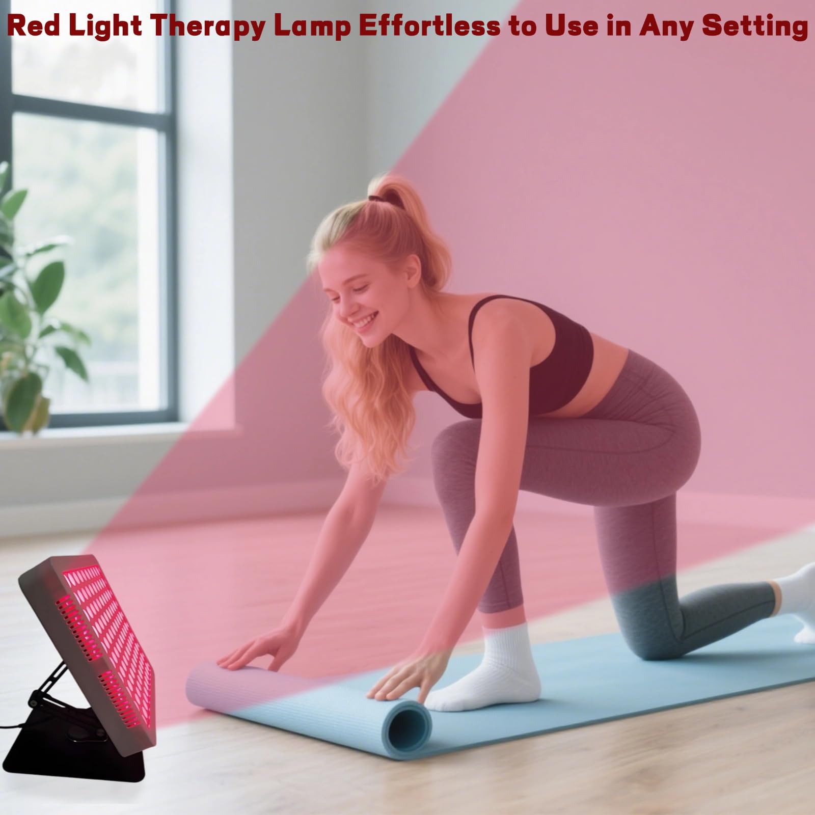 Lampa do terapii światłem czerwonym na całe ciało i szyję, 660 nm 850 nm, 100 diod LED, panel podczerwieni, obrotowy stojak 360°, regulowana jasność i timer, idealna dla kobiet – uśmierzanie bólu