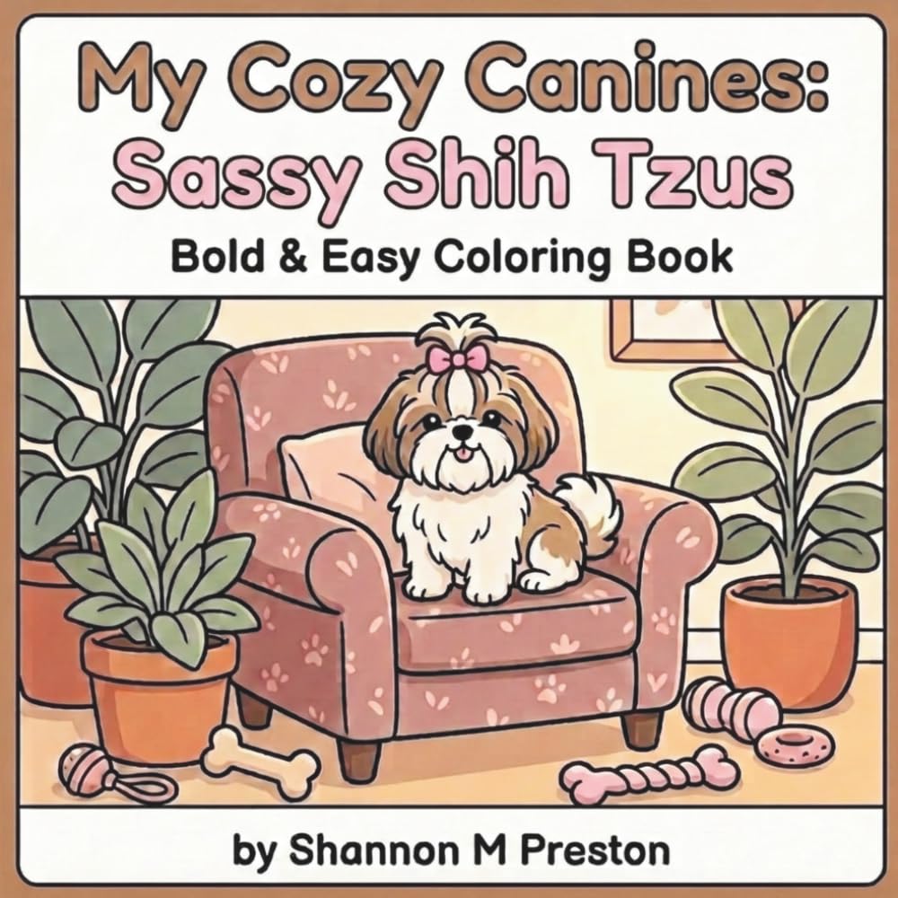 My Cozy Canines: Sassy Shih Tzus: A Relaxing Dog Coloring Book Featuring Cute Shih Tzu Puppies, Cozy Home Scenes, and Playful Pet Aesthetics for Adults and Teens