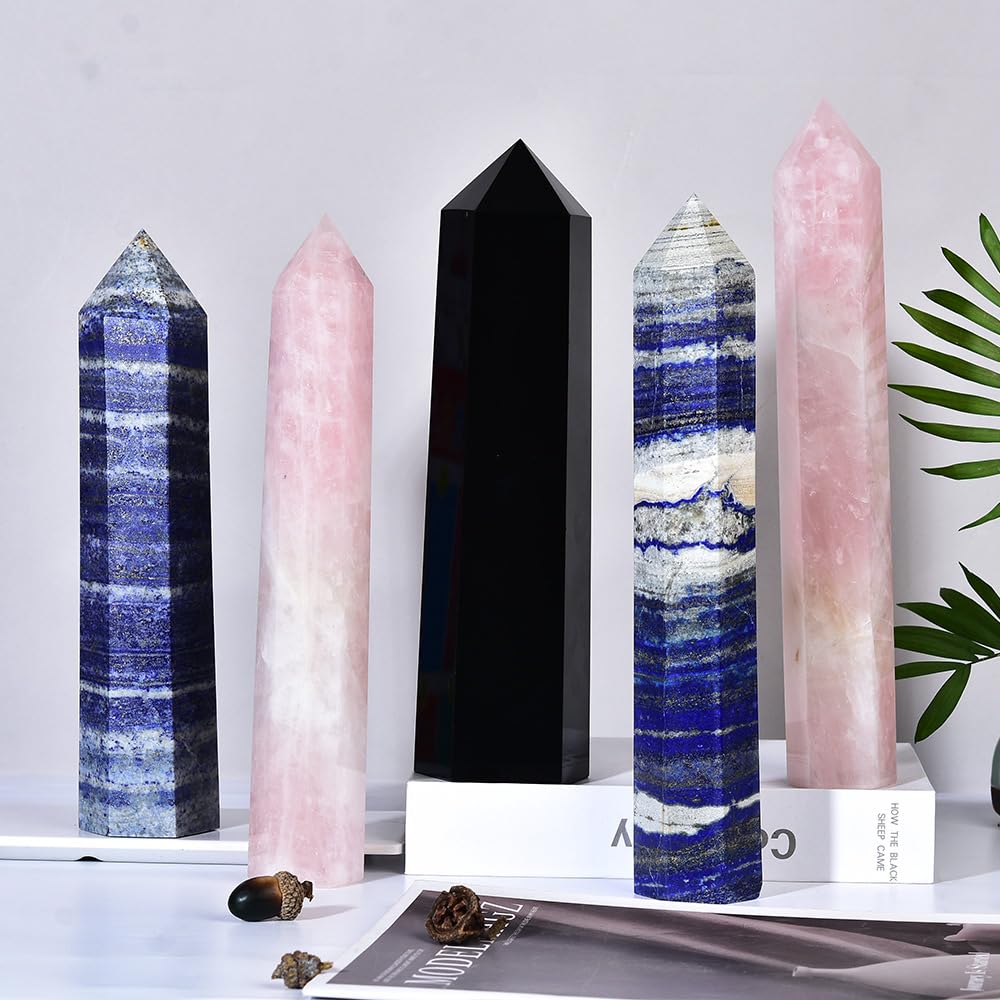 Amazon.com: MOGEMT Large Black Obsidian Crystal Tower Natural