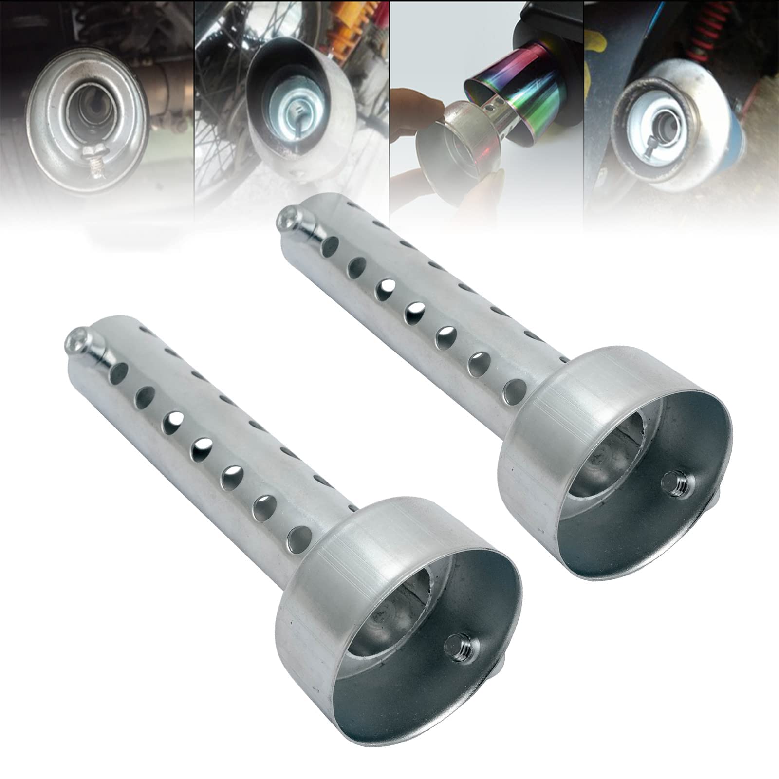 2 pcs Universel 42mm Amovible Moto Silencieux D'échappement Moto Silencieux Peut Insérer Chicane Silencieux, Argent