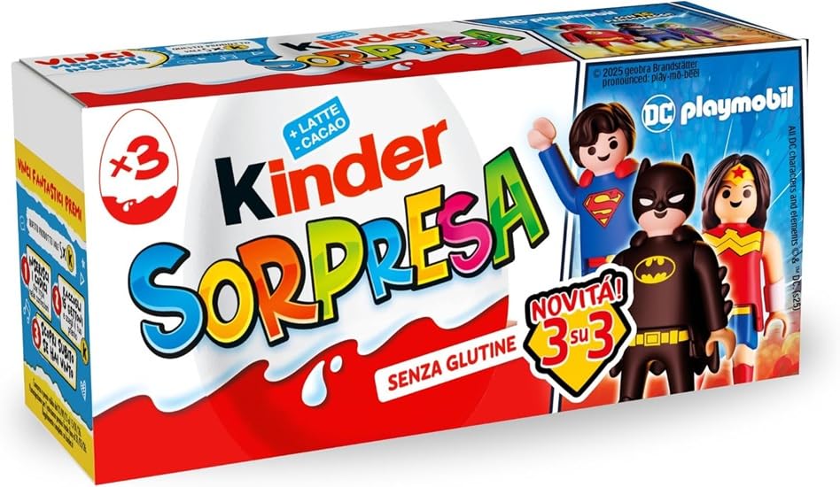 Kinder Milk Chocolate Eggs with Surprise Toys, 60g